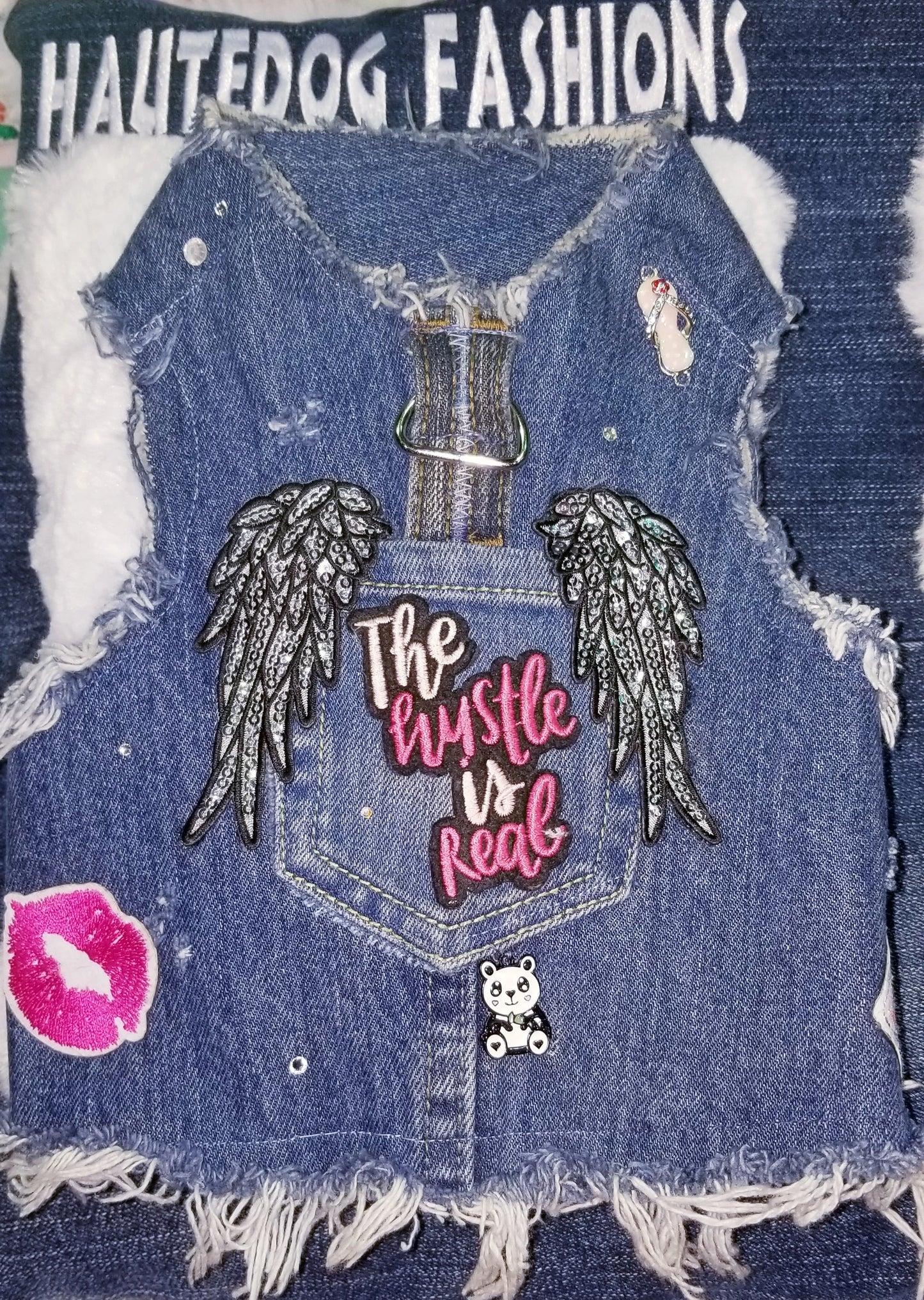 Denim vest with patches