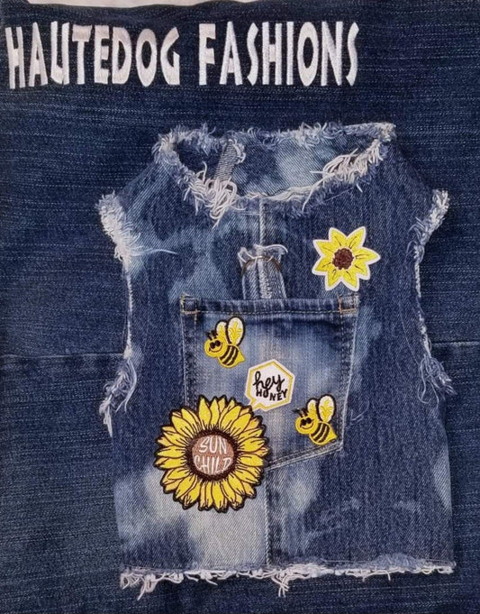 Bee Happy Denim dog harness