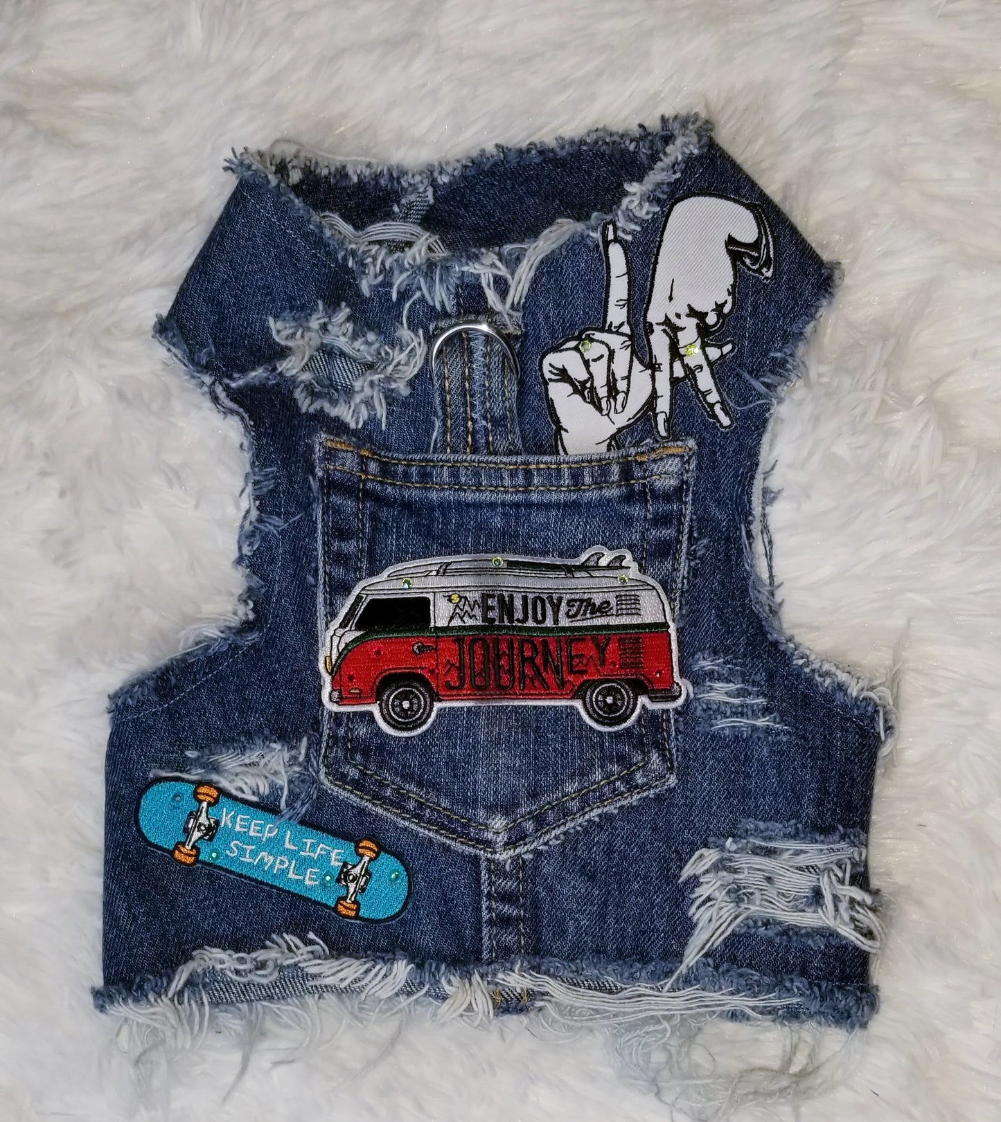 Custom Denim Dog Vest and Harness